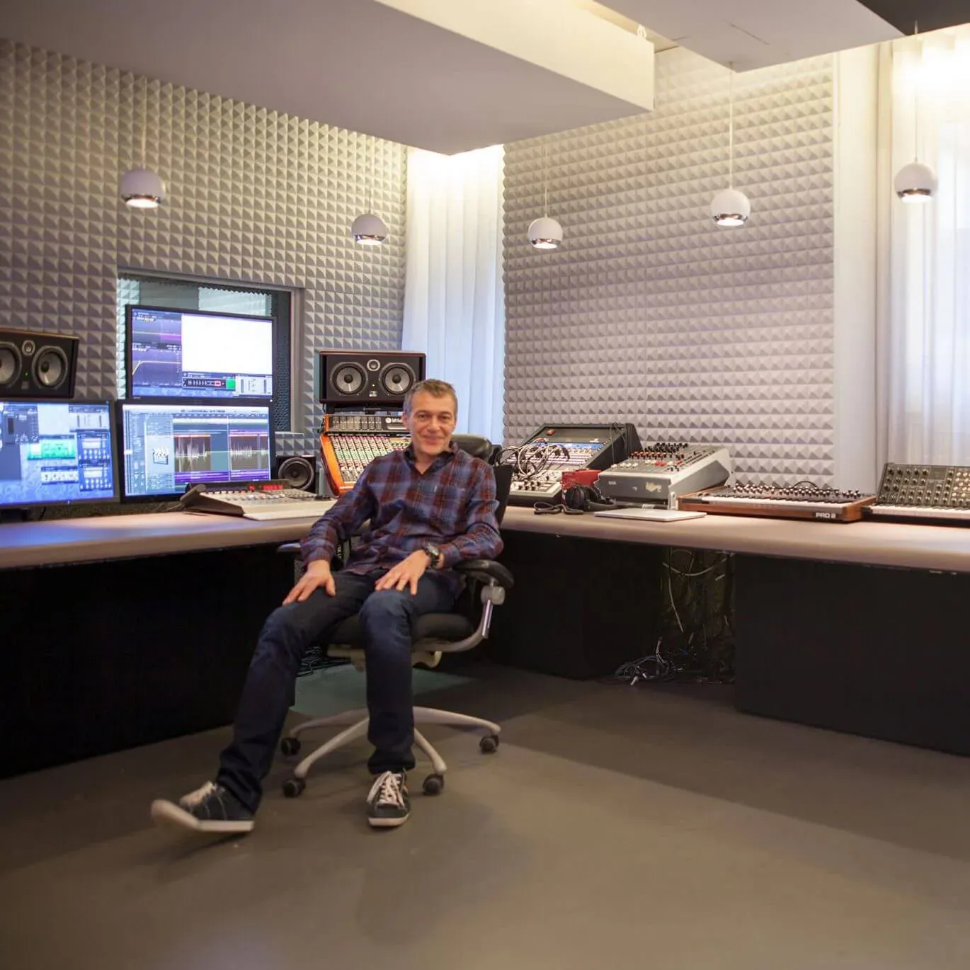 Akustikstoffe für ein Tonstudio